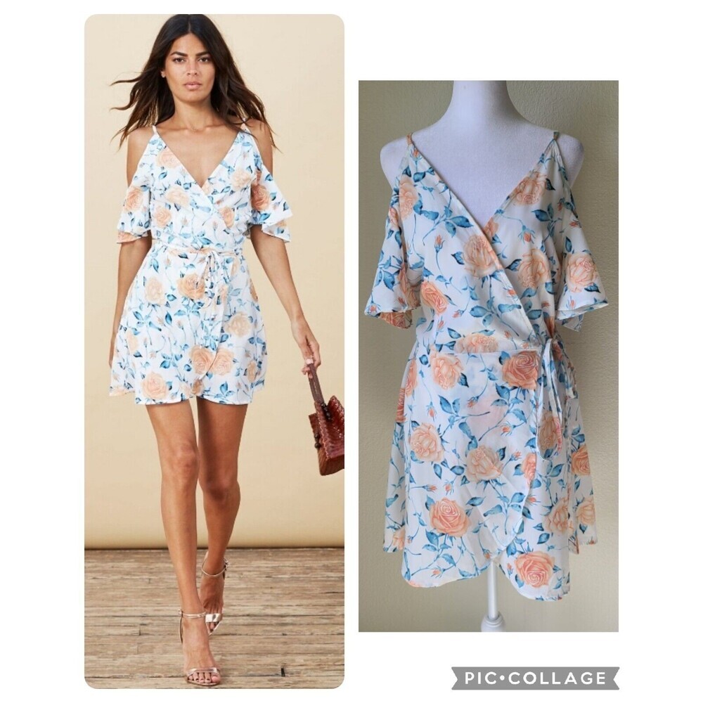 Dancing Leopard Marlin Wrap Dress 12 Romantic Floral Flowy Mini Resort Wear